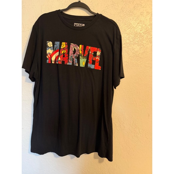 Marvel Other - Marvel Comics Graphic Logo T-Shirt Mens LT Black Avengers Superhero Tee Tall